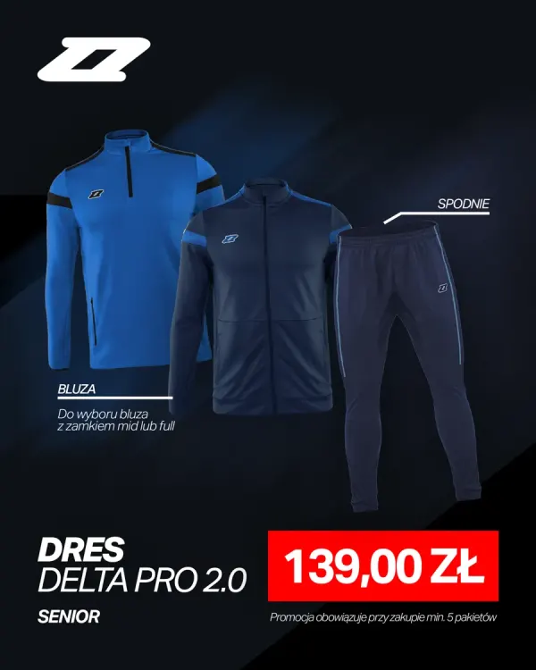 Dres treningowy Zina Delta Pro 2.0 Senior z bluzą MID lub FULL za 139 zł