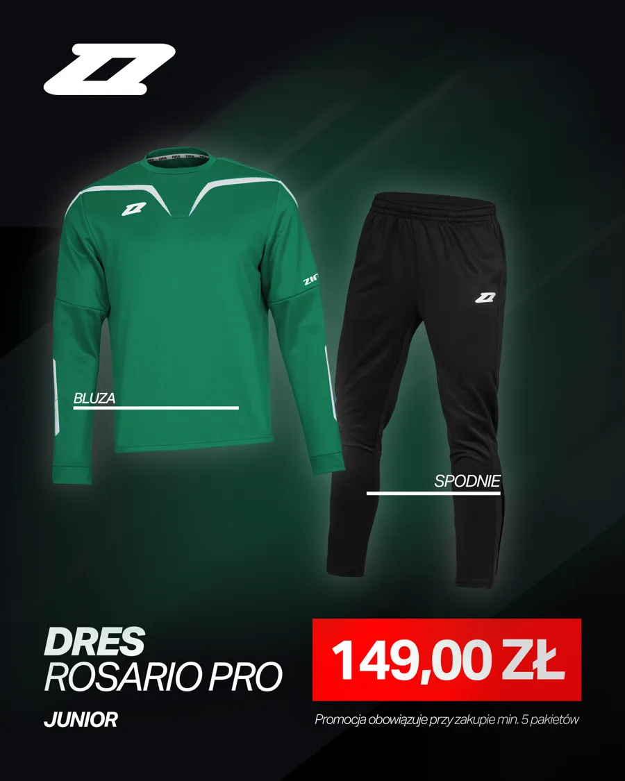 Dres Zina Rosario Pro Junior: bluza i spodnie treningowe za 149 zł